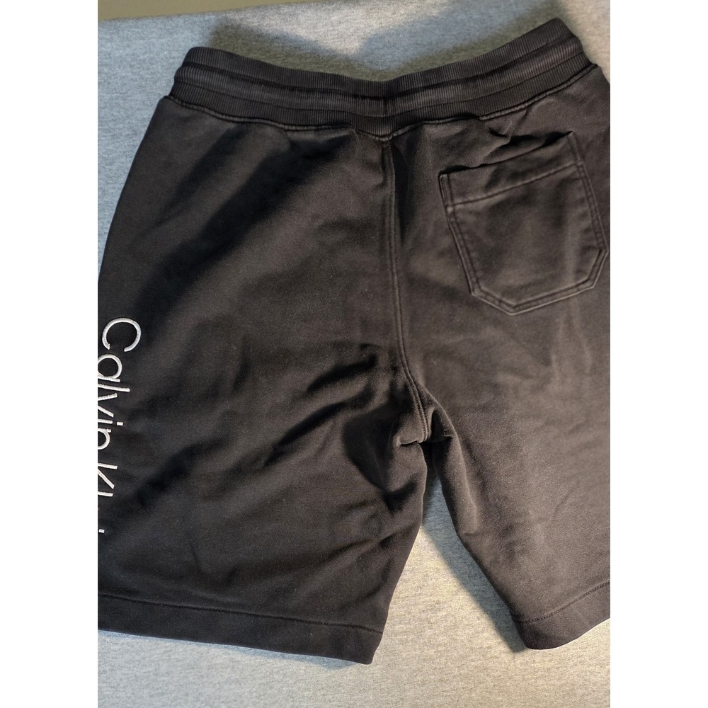Calvin Klein Mens Black Fleece Sweat Shorts Logo Graphic Drawstring Small - Picture 4 of 5